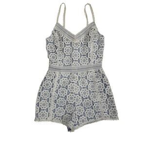 Endless Rose Women's Blue and White Playsuit-romper